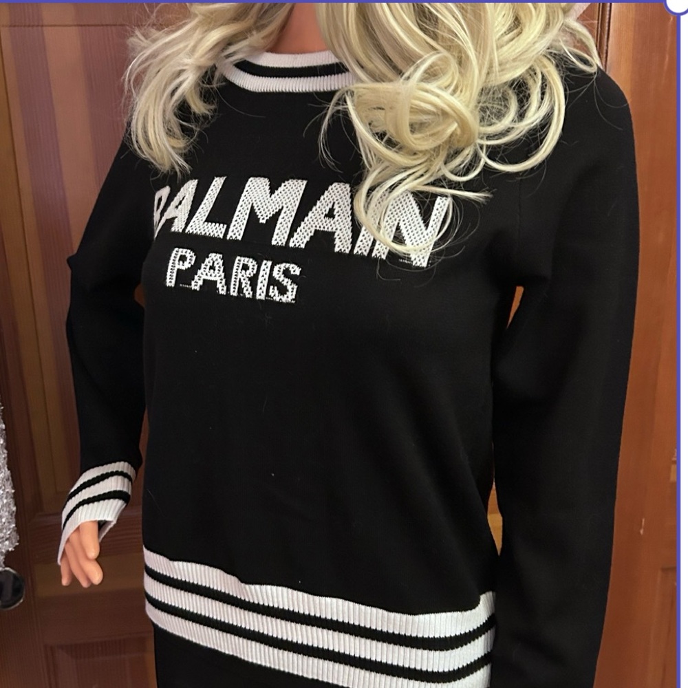 Authentic Balmain intarsia-knit logo jumper. - Picture 11 of 16